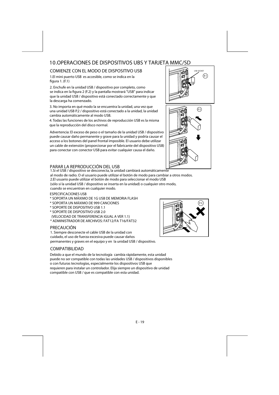 Bv9150_um-spa-17, Operaciones de dispositivos ubs y tarjeta mmc/sd | Boss Audio Systems BV9155B User Manual | Page 22 / 33