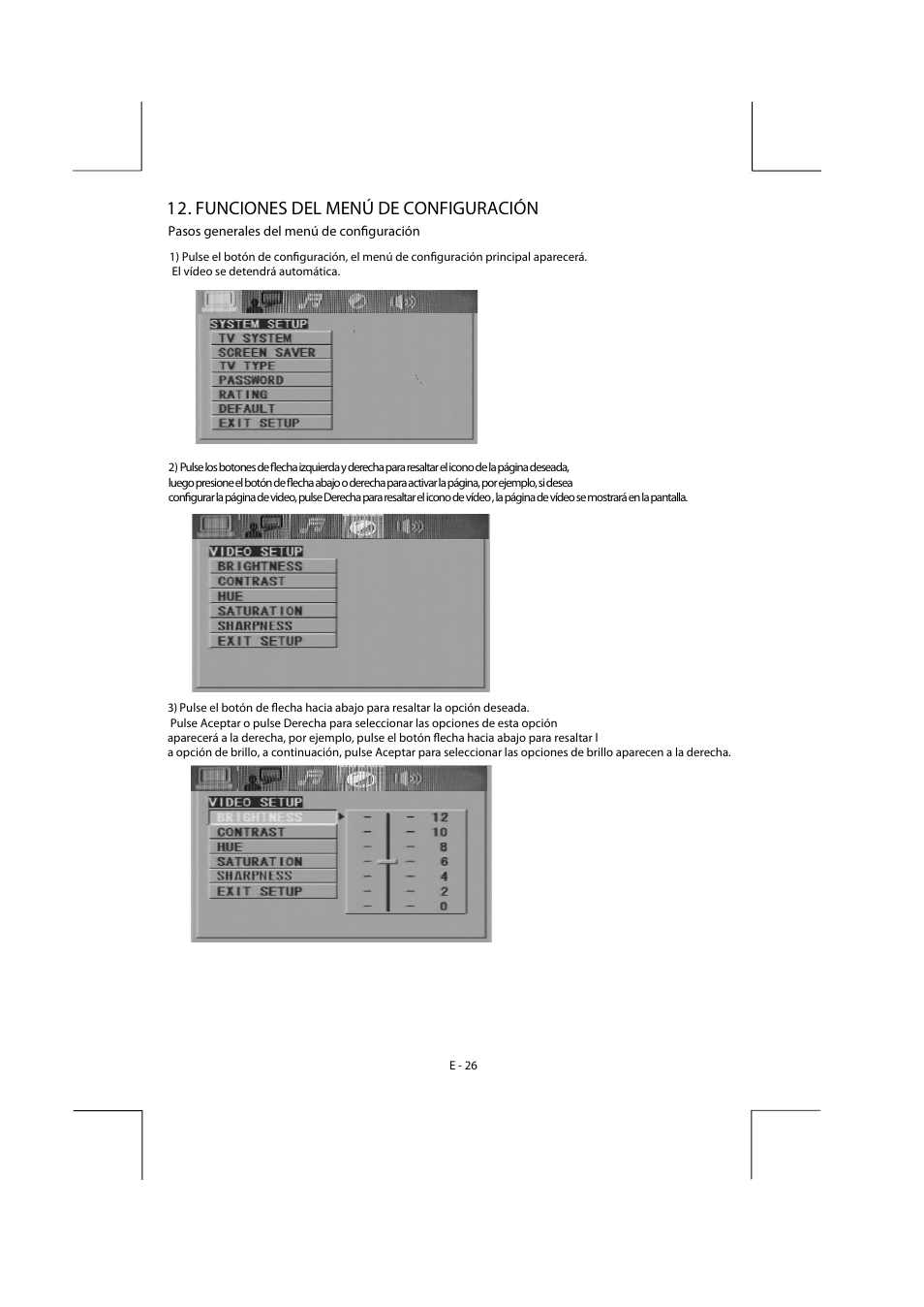 Bv9150_um-spa-24, Funciones del menú de configuración | Boss Audio Systems BV9155B User Manual | Page 29 / 33