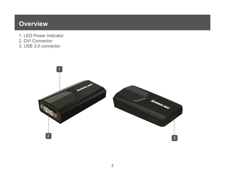 Overview | IOGear GUC3020DW6 User Manual | Page 5 / 32