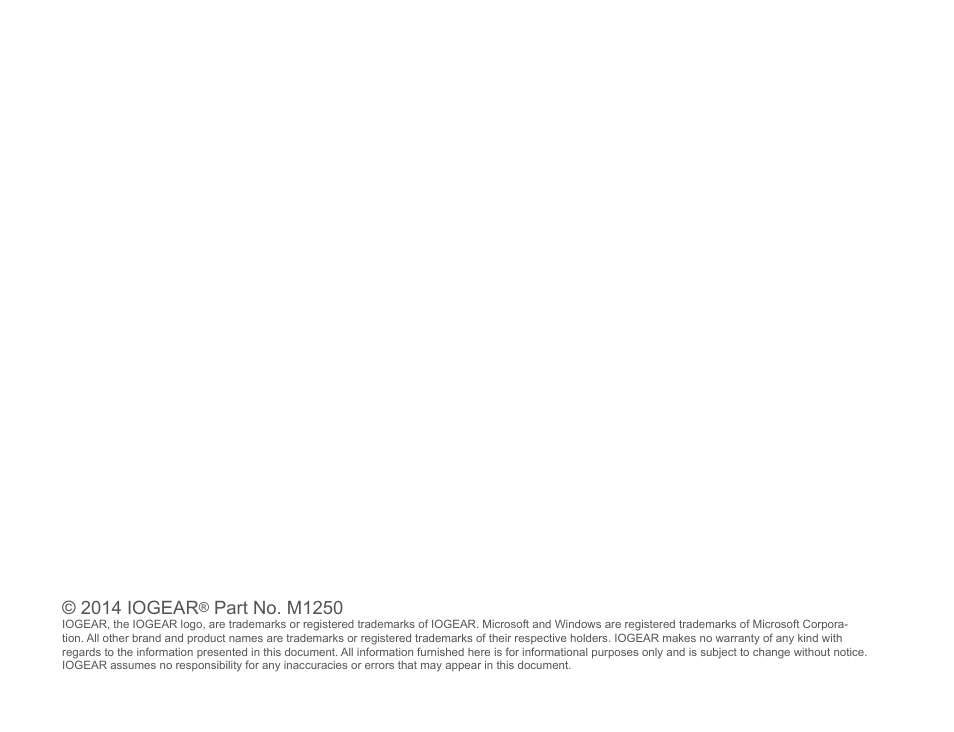 2014 iogear, Part no. m1250 | IOGear GUC3025HW6 User Manual | Page 2 / 32