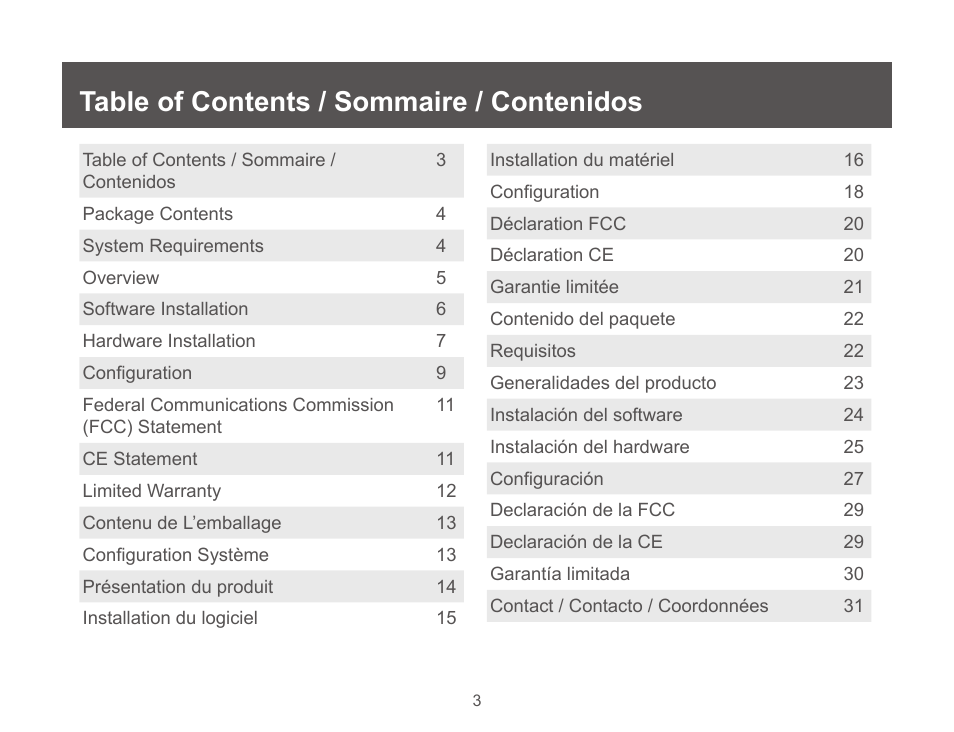 IOGear GUC3025HW6 User Manual | Page 3 / 32
