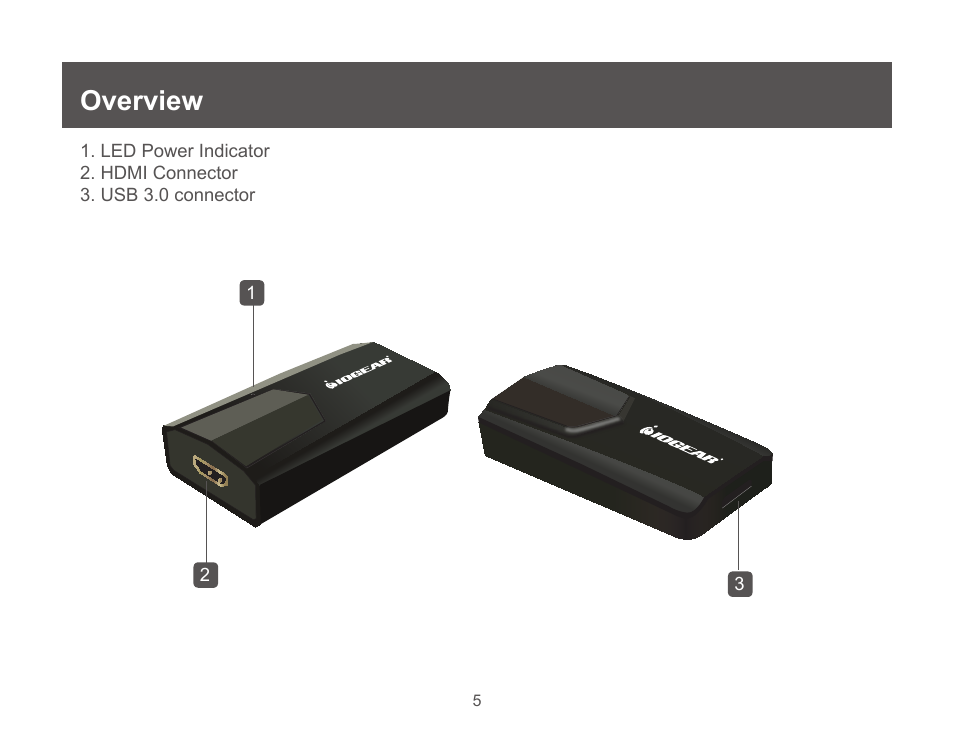 Overview | IOGear GUC3025HW6 User Manual | Page 5 / 32