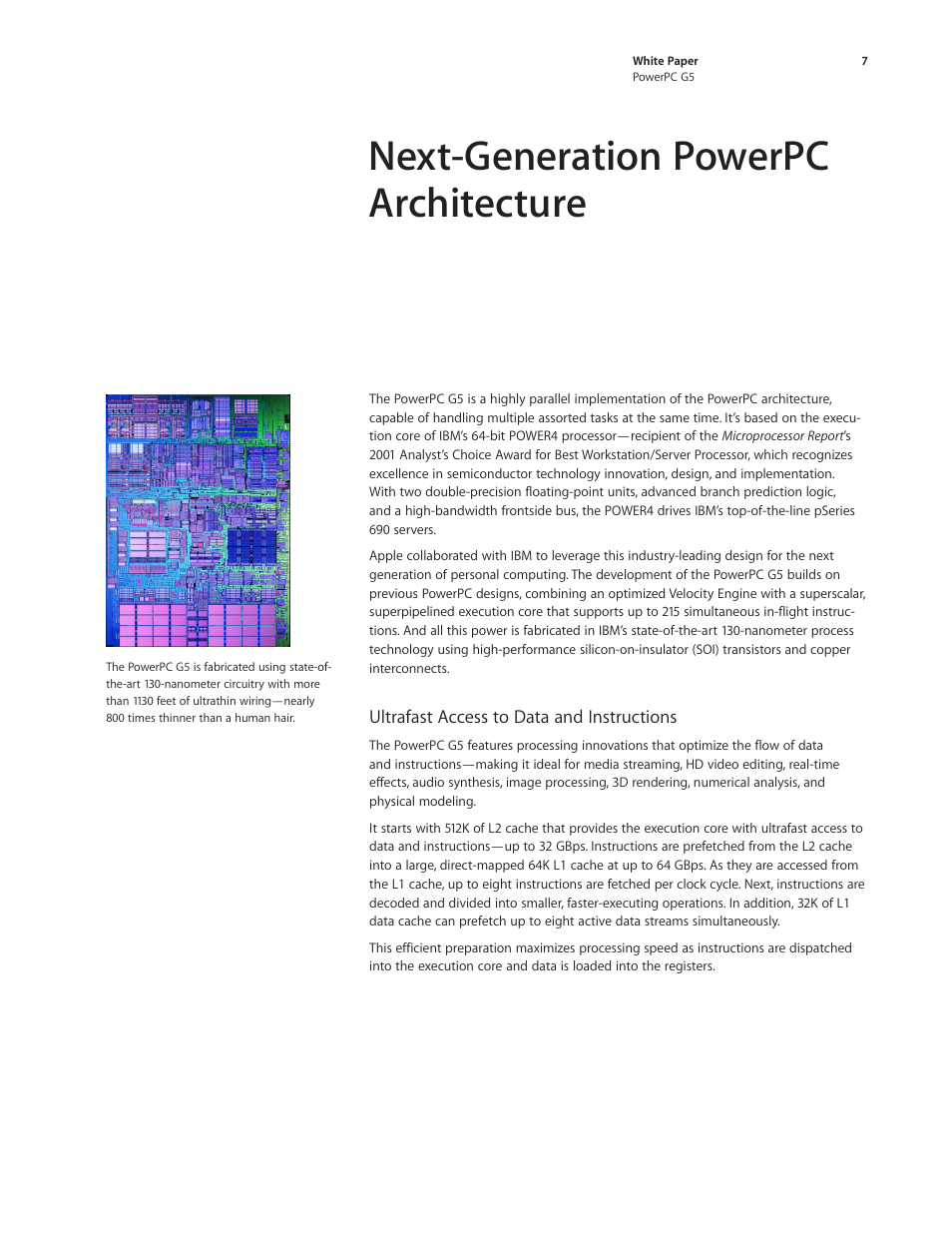Next-generation powerpc architecture | Apple PowerPC G5 User Manual | Page 7 / 15