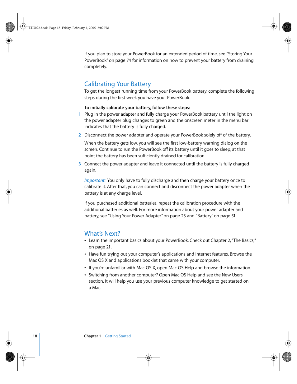 Calibrating your battery, What’s next | Apple PowerBook G4 (15-inch, 1.67/1.5 GHz) User Manual | Page 19 / 112