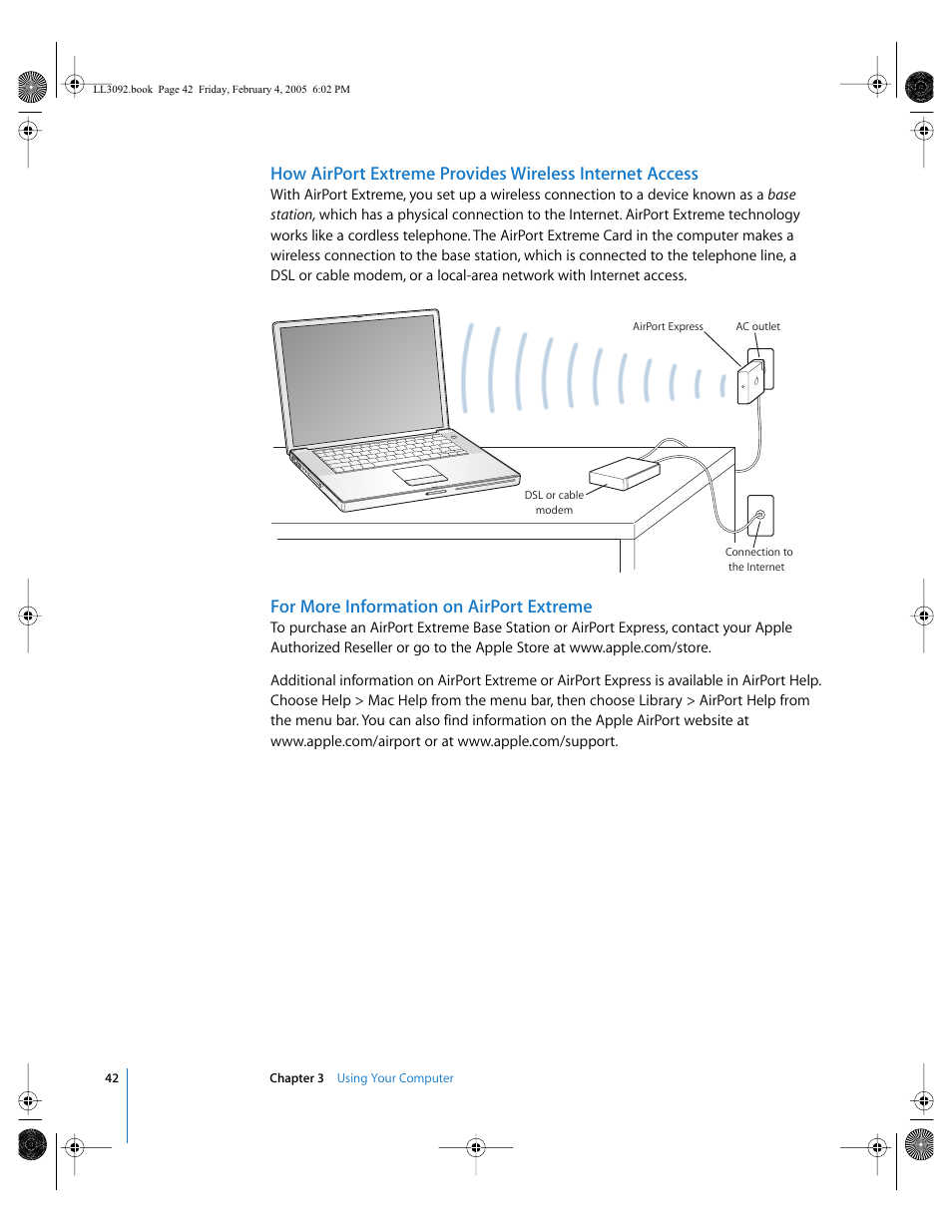 For more information on airport extreme | Apple PowerBook G4 (15-inch, 1.67/1.5 GHz) User Manual | Page 43 / 112