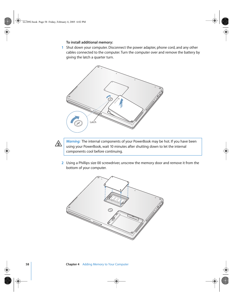 Ram 58 | Apple PowerBook G4 (15-inch, 1.67/1.5 GHz) User Manual | Page 59 / 112