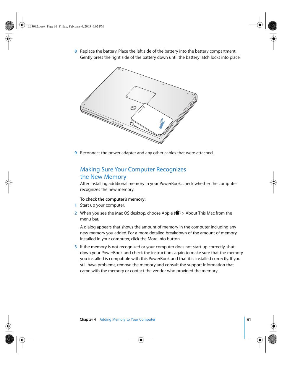 Checking 61 | Apple PowerBook G4 (15-inch, 1.67/1.5 GHz) User Manual | Page 62 / 112