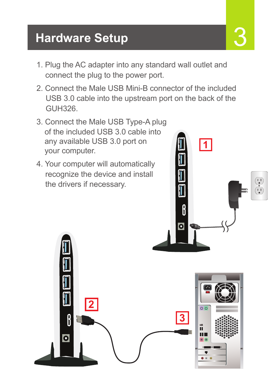 Hardware setup | IOGear GUH326 User Manual | Page 4 / 6