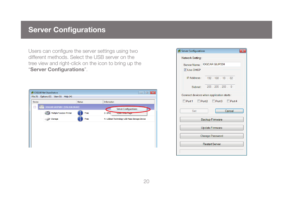 Server configurations | IOGear GUIP204 v2 User Manual | Page 20 / 44