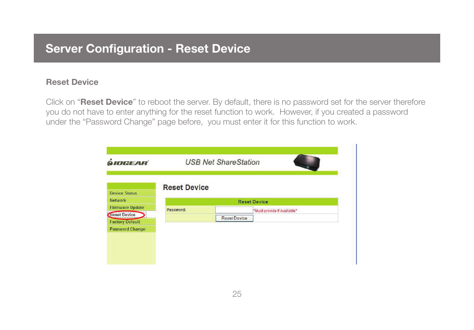 Server configuration - reset device | IOGear GUIP204 v2 User Manual | Page 25 / 44