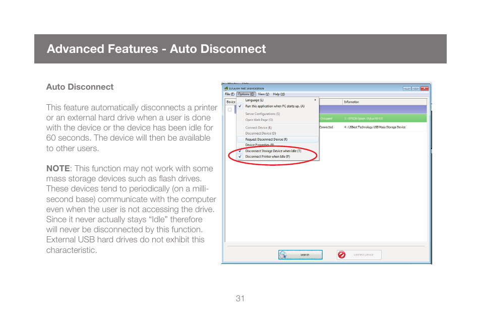 Advanced features - auto disconnect | IOGear GUIP204 v2 User Manual | Page 31 / 44