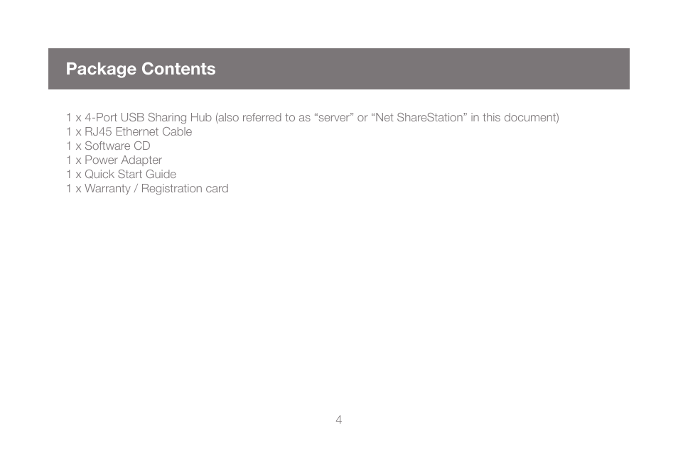 Package contents | IOGear GUIP204 v2 User Manual | Page 4 / 44