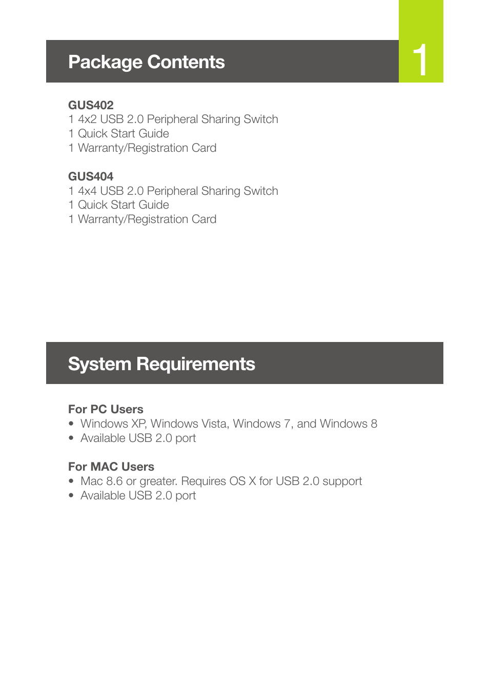 IOGear GUS404 User Manual | Page 2 / 6