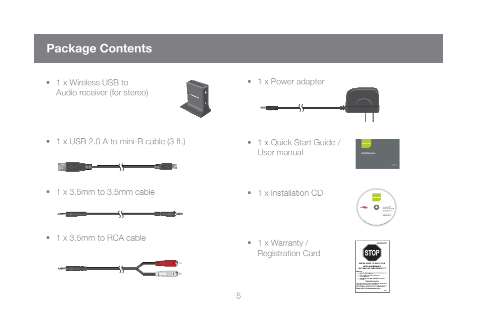 Package contents | IOGear GUW101A User Manual | Page 5 / 72