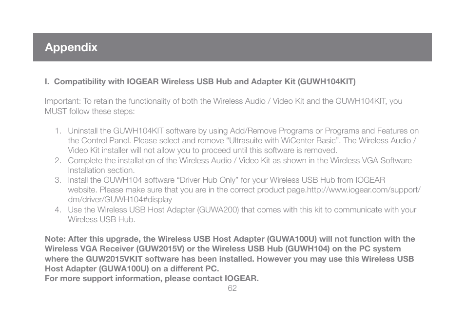 Appendix | IOGear GUW101A User Manual | Page 62 / 72