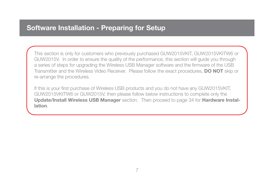 Software installation - preparing for setup | IOGear GUW101A User Manual | Page 7 / 72