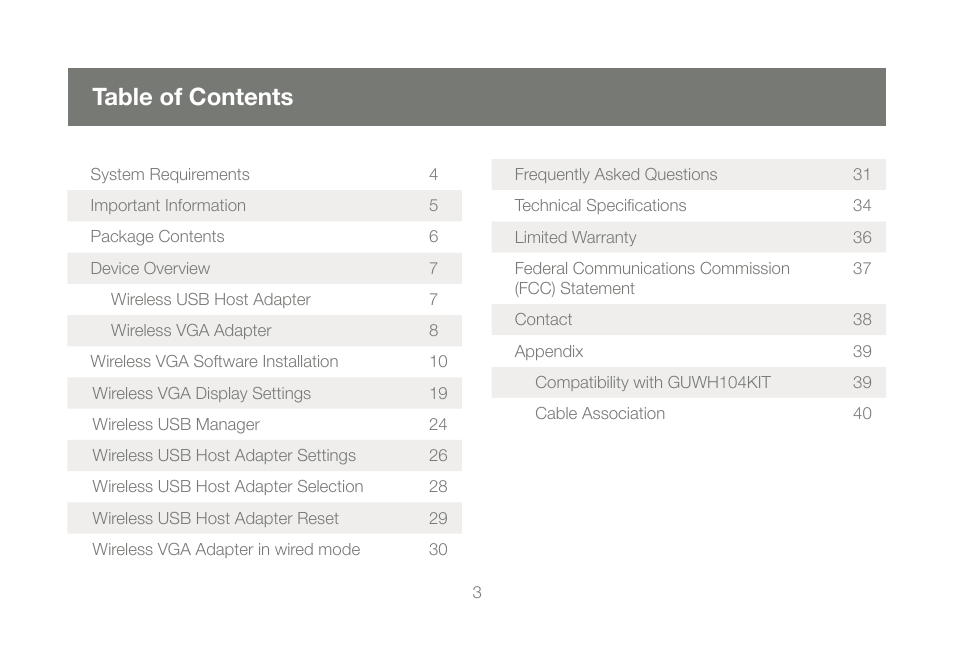IOGear GUW2015VKIT User Manual | Page 3 / 44