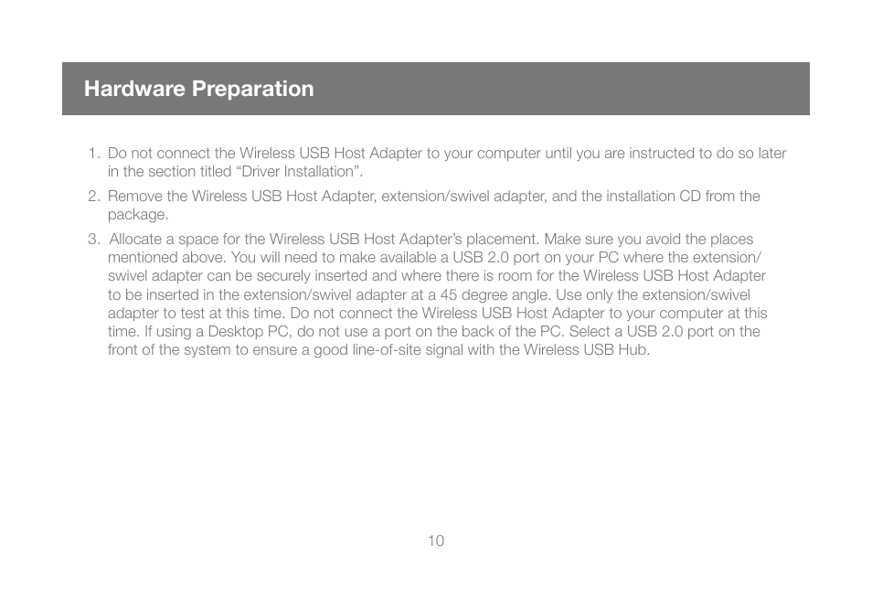 Hardware preparation | IOGear GUWA100U User Manual | Page 10 / 31