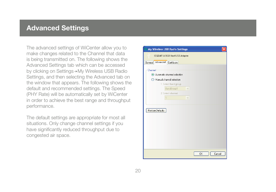 Advanced settings | IOGear GUWA100U User Manual | Page 20 / 31