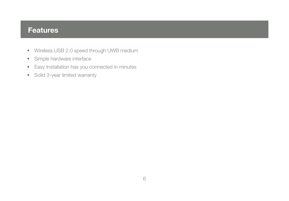 Features | IOGear GUWA100U User Manual | Page 6 / 31