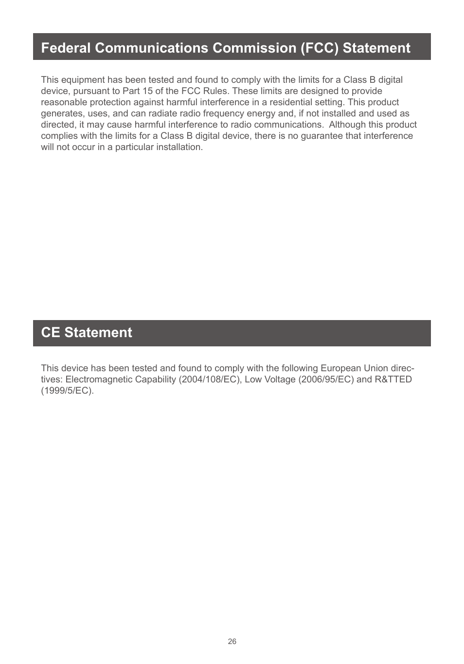 Federal communications commission (fcc) statement, Ce statement | IOGear GUWAVKIT4B User Manual | Page 26 / 28