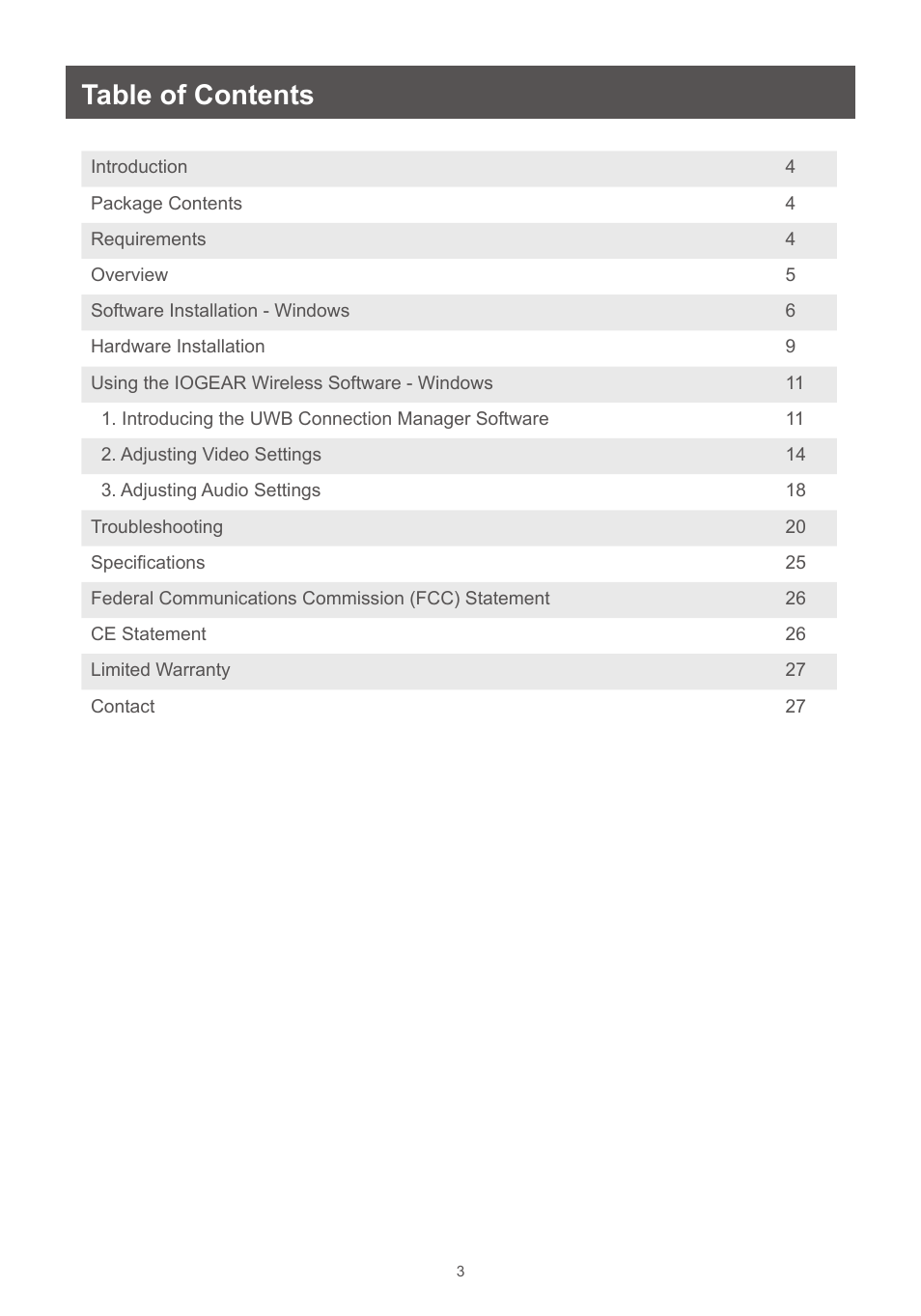 IOGear GUWAVKIT4B User Manual | Page 3 / 28