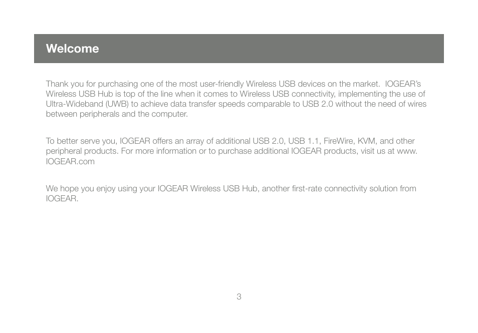 Welcome | IOGear GUWH104 User Manual | Page 3 / 26