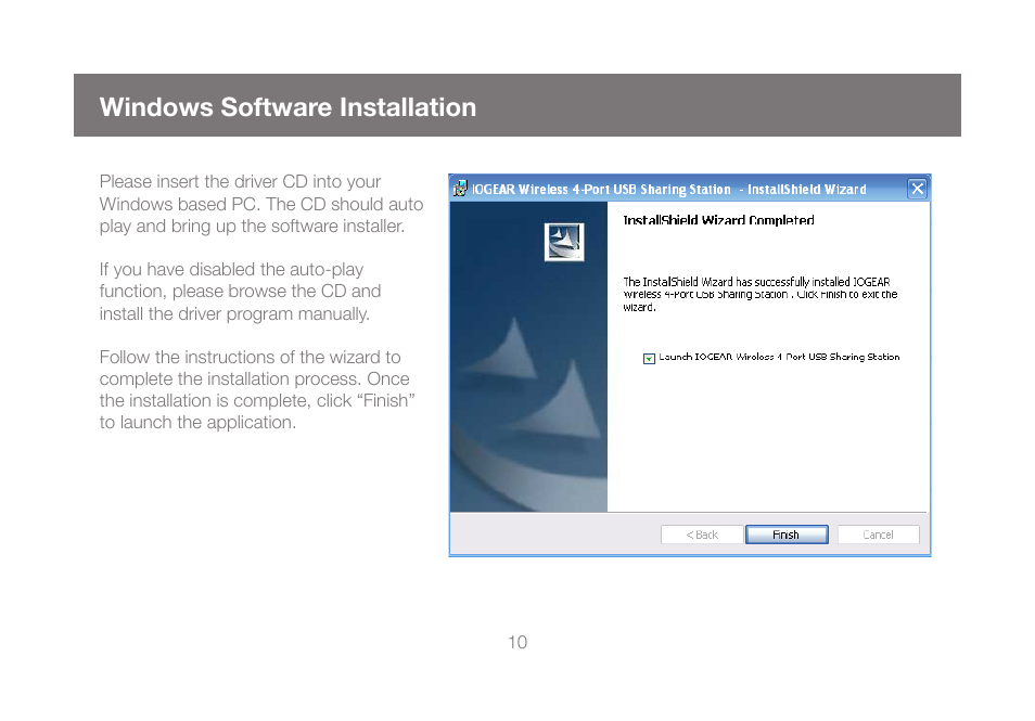 Windows software installation | IOGear GUWIP204 User Manual | Page 10 / 50