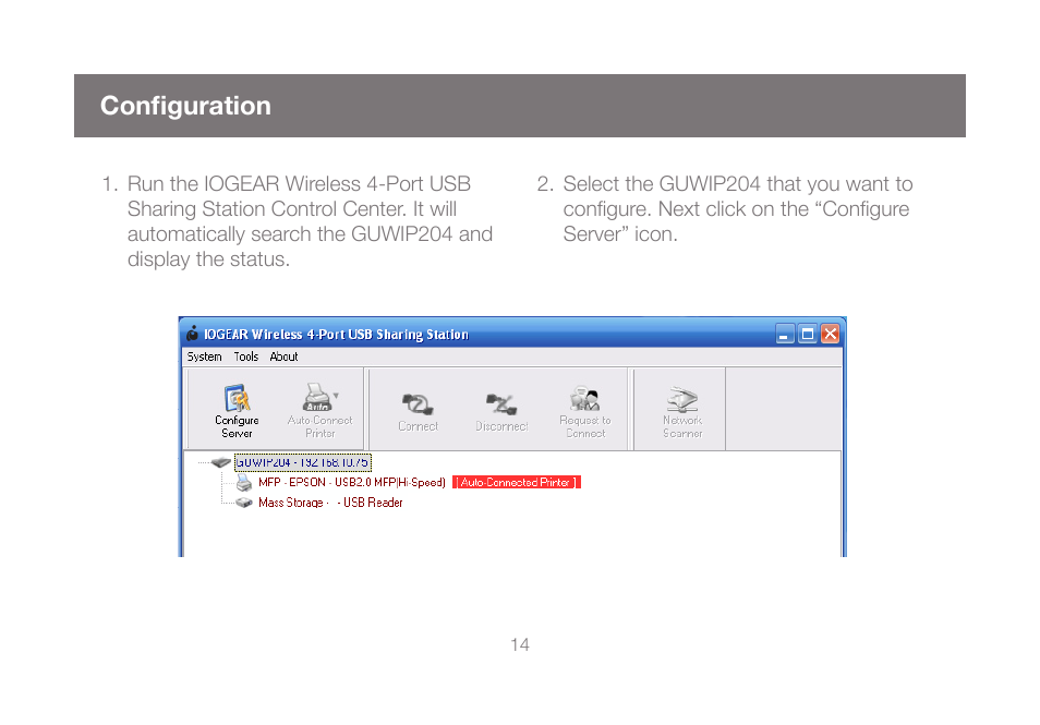 Configuration | IOGear GUWIP204 User Manual | Page 14 / 50