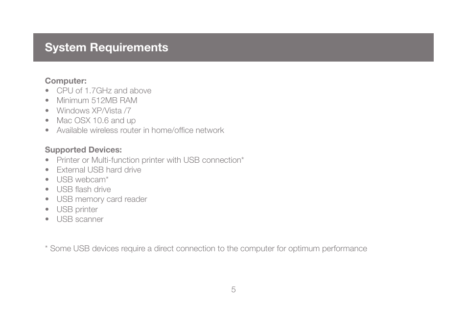System requirements | IOGear GUWIP204 User Manual | Page 5 / 50