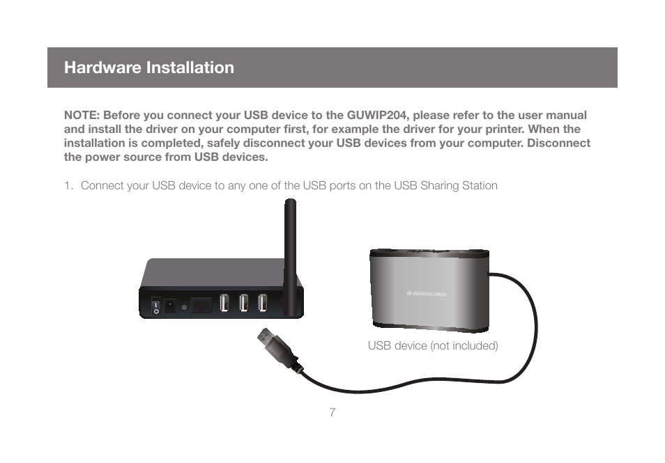 Hardware installation | IOGear GUWIP204 User Manual | Page 7 / 50