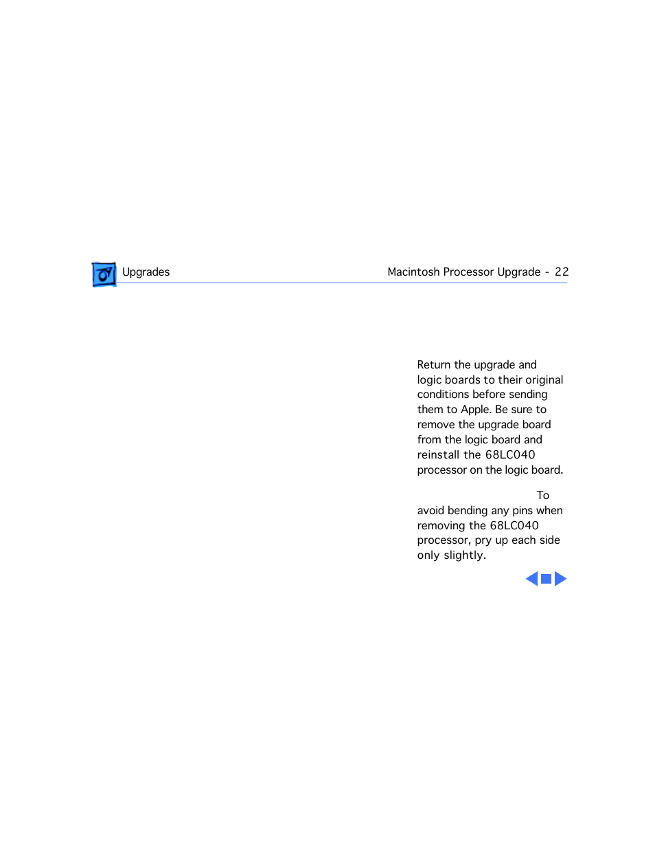 Logic board and upgrade board returns | Apple Macintosh Performa 577 User Manual | Page 114 / 161