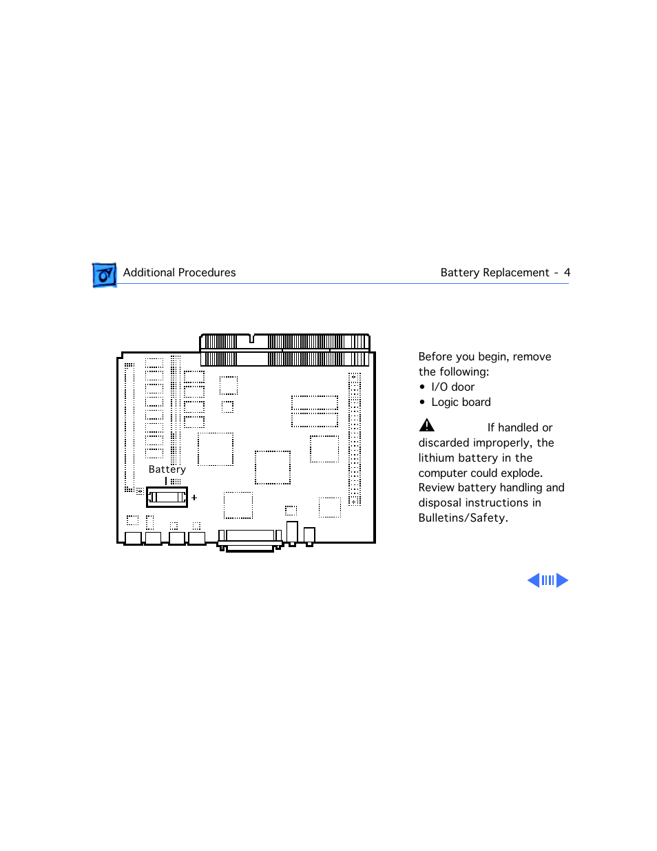 Battery replacement | Apple Macintosh Performa 577 User Manual | Page 118 / 161
