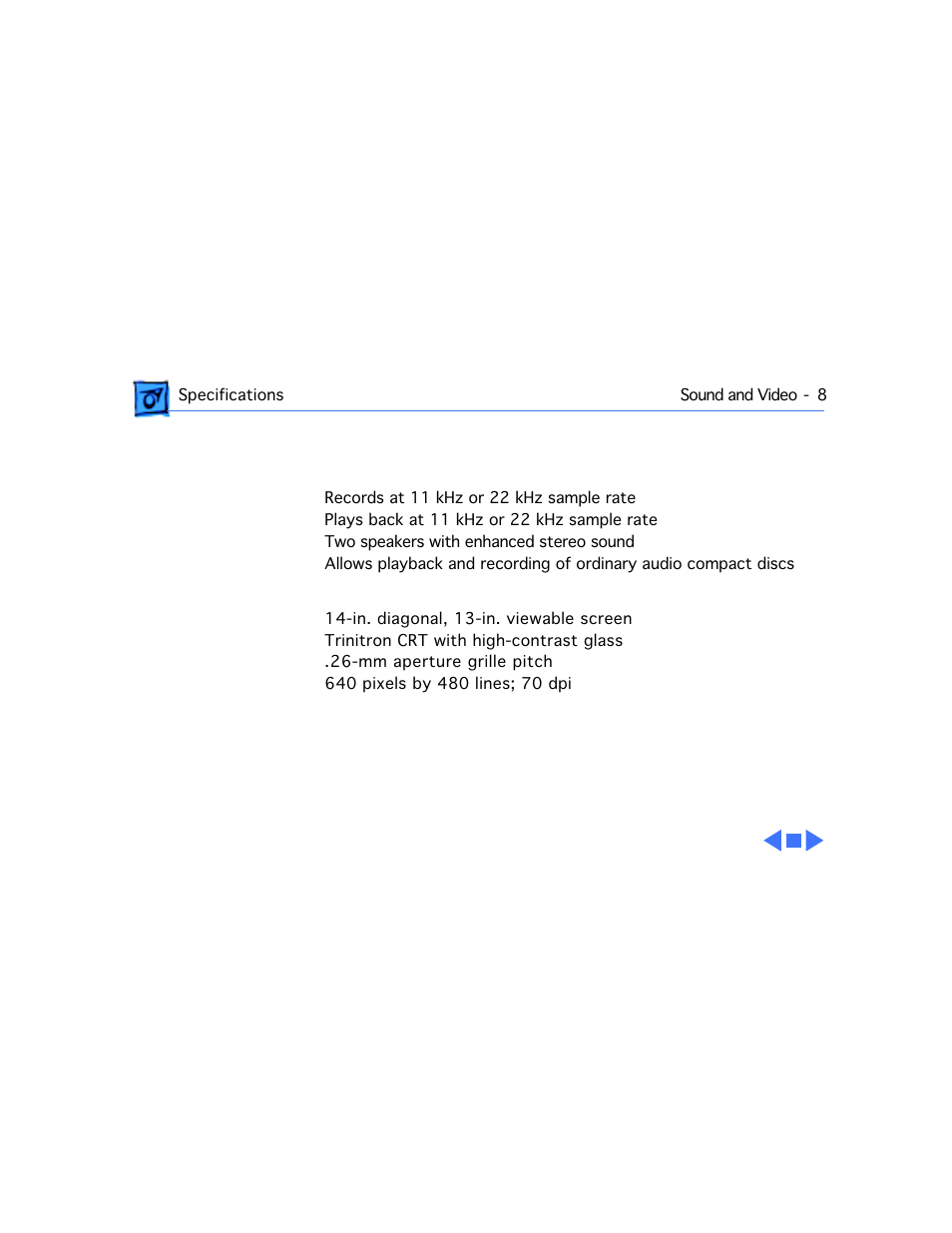 Sound and video, Sound generator, Video display | Apple Macintosh Performa 577 User Manual | Page 13 / 161