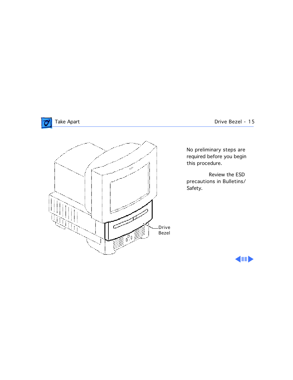 Drive bezel | Apple Macintosh Performa 577 User Manual | Page 50 / 161