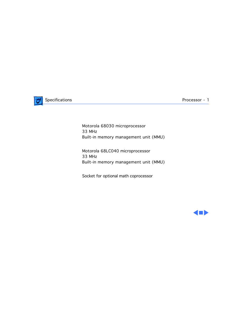 Processor, Performa 550, 560, Performa 575, 577, 578 | Coprocessor | Apple Macintosh Performa 577 User Manual | Page 6 / 161