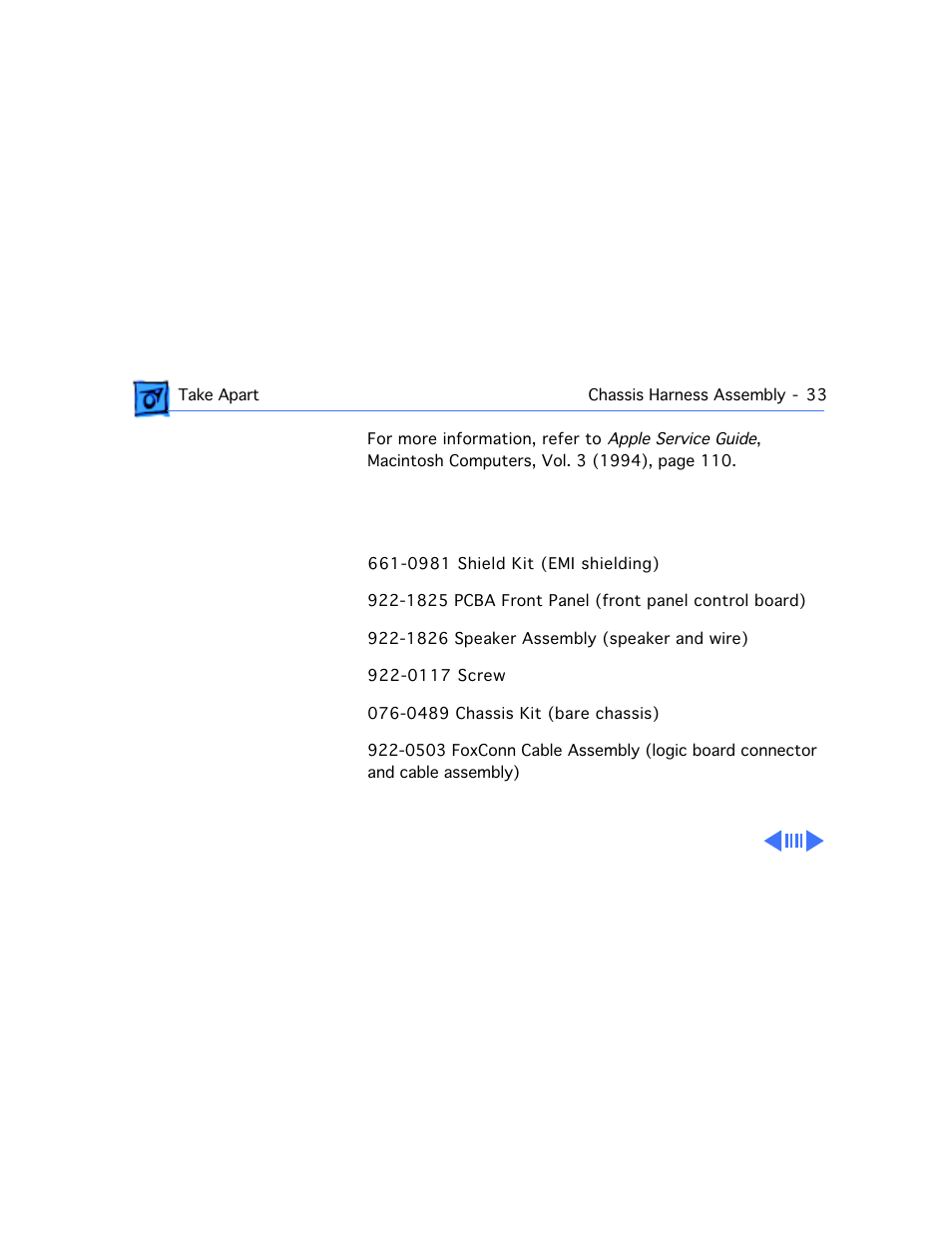 Service parts now available for chassis 922-1824 a | Apple Macintosh Performa 577 User Manual | Page 68 / 161