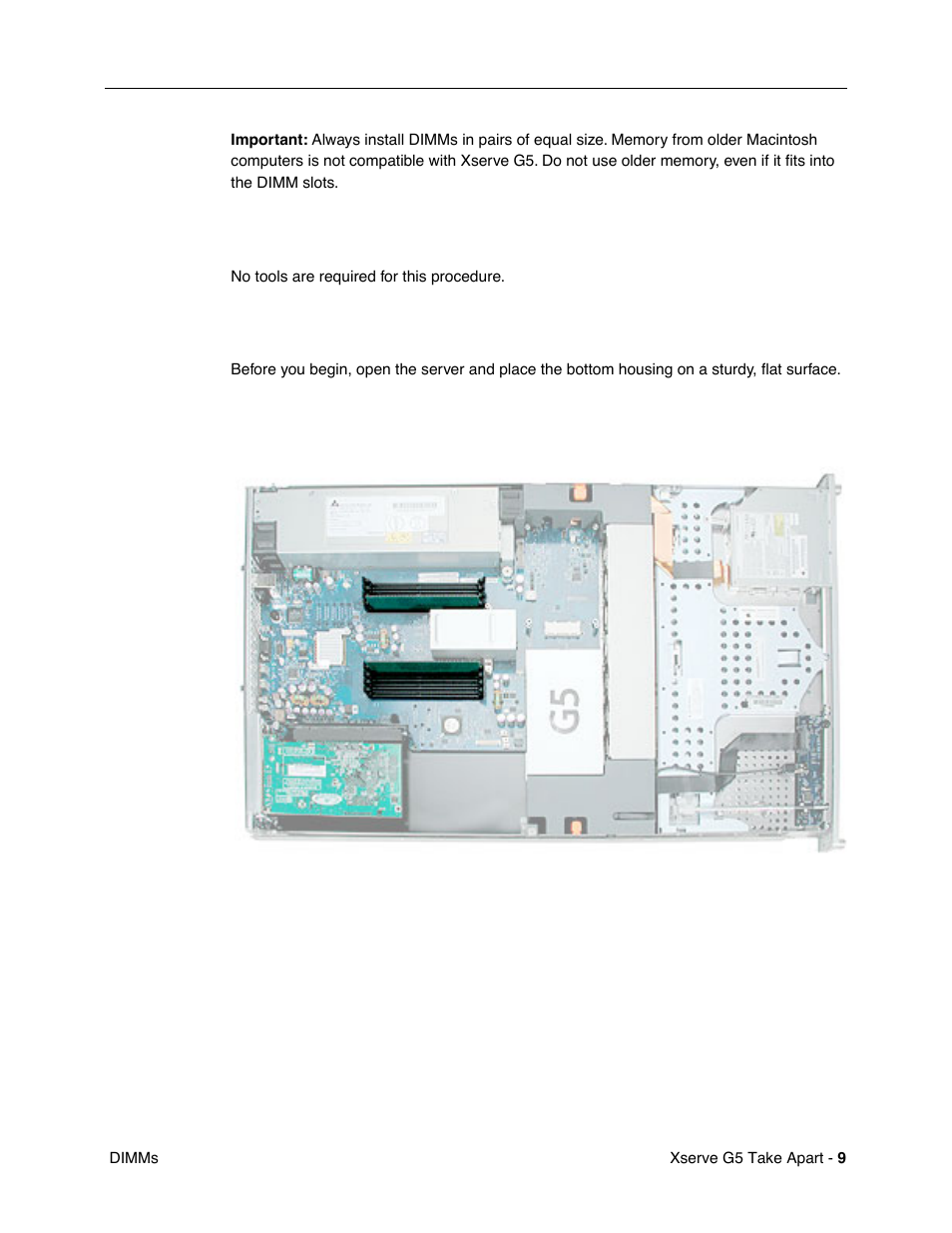 Tools, Preliminary steps, Part location | Apple Xserve G5 User Manual | Page 11 / 94