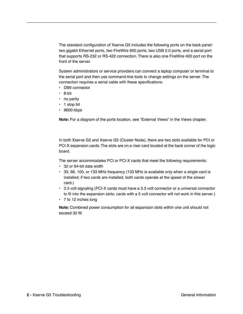 Ports, Pci and pci-x cards | Apple Xserve G5 User Manual | Page 76 / 94