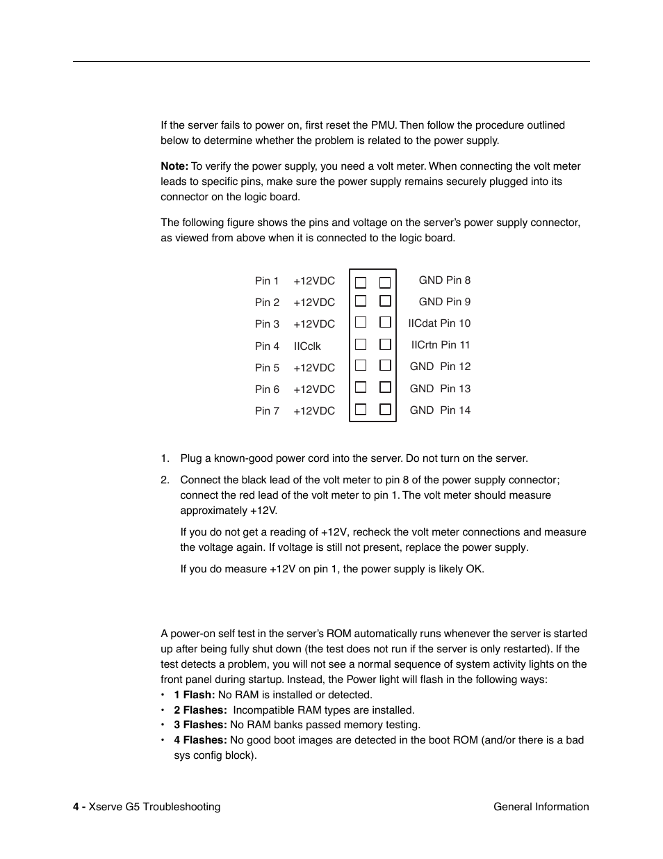 Power supply verification, Ram and processor verification: power-on self test | Apple Xserve G5 User Manual | Page 78 / 94