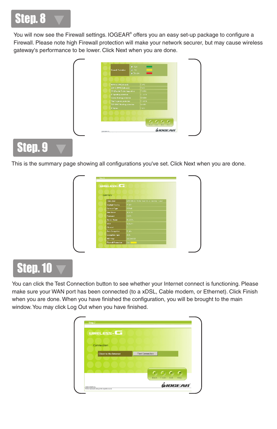 Step. 8 step. 9 step. 10 | IOGear GWA501 Quick Start User Manual | Page 6 / 10