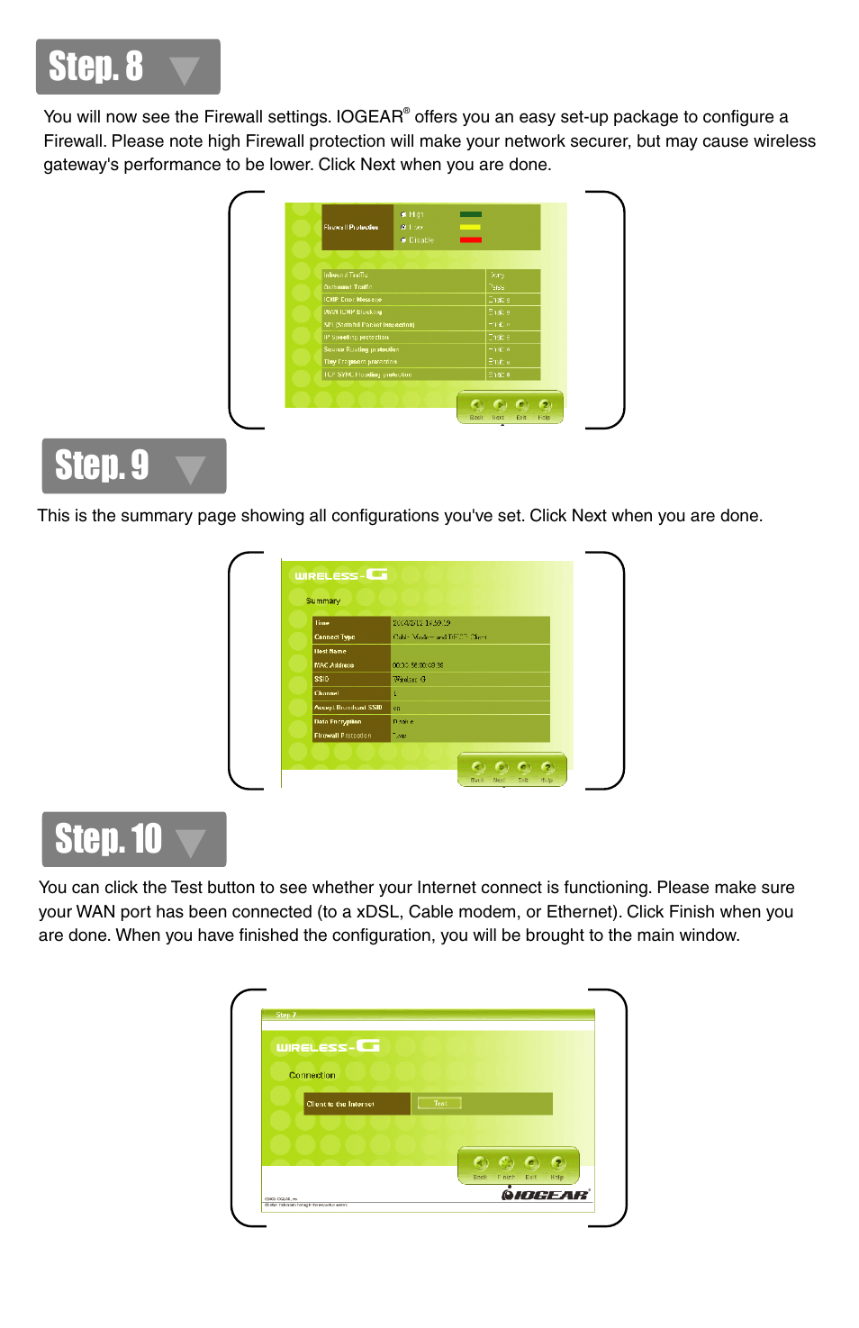 Step. 8 step. 9 step. 10 | IOGear GWA502 Quick Start User Manual | Page 6 / 10