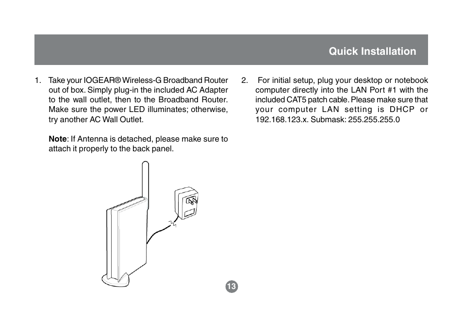 Quick installation | IOGear GWA504 Manual User Manual | Page 16 / 85