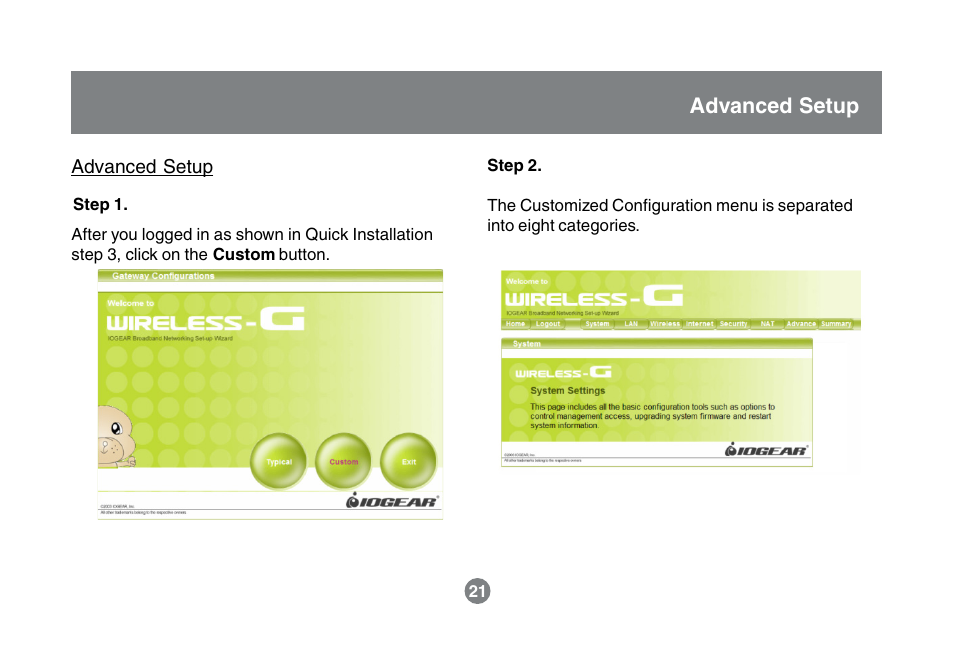 Advanced setup | IOGear GWA504 Manual User Manual | Page 24 / 85