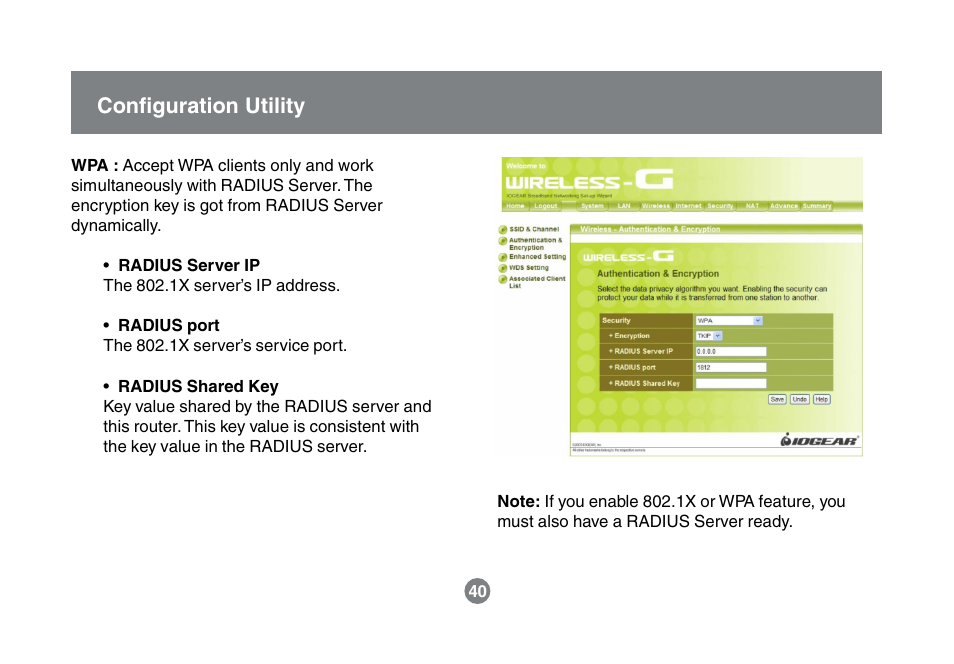 Configuration utility | IOGear GWA504 Manual User Manual | Page 43 / 85