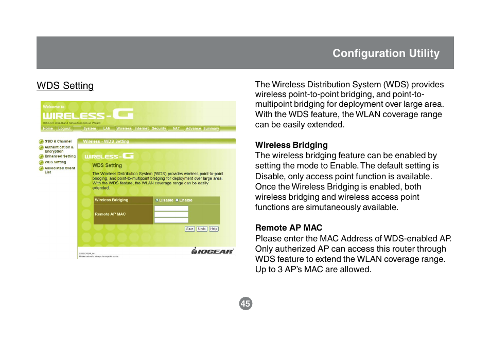 Configuration utility | IOGear GWA504 Manual User Manual | Page 48 / 85