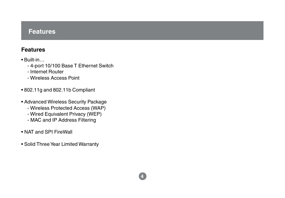 Features | IOGear GWA504 Manual User Manual | Page 7 / 85