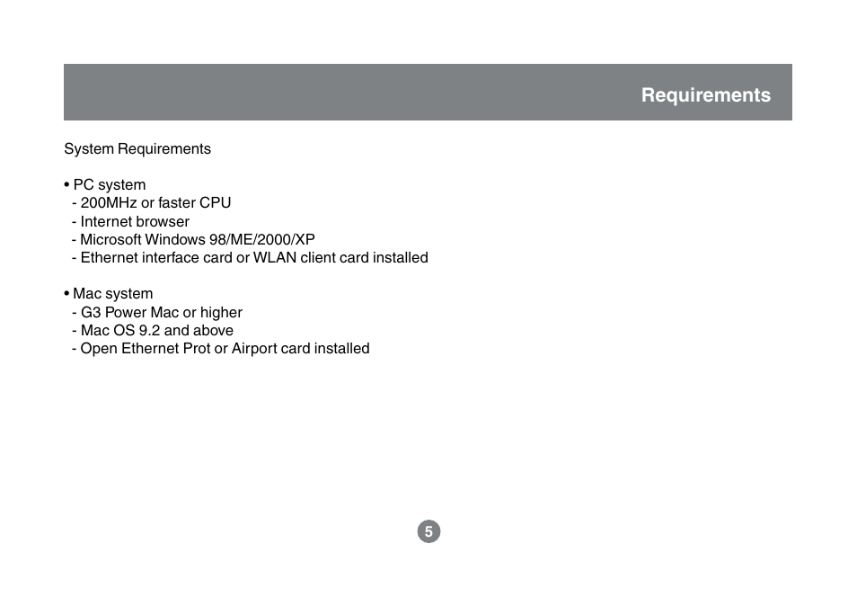 Requirements | IOGear GWA504 Manual User Manual | Page 8 / 85