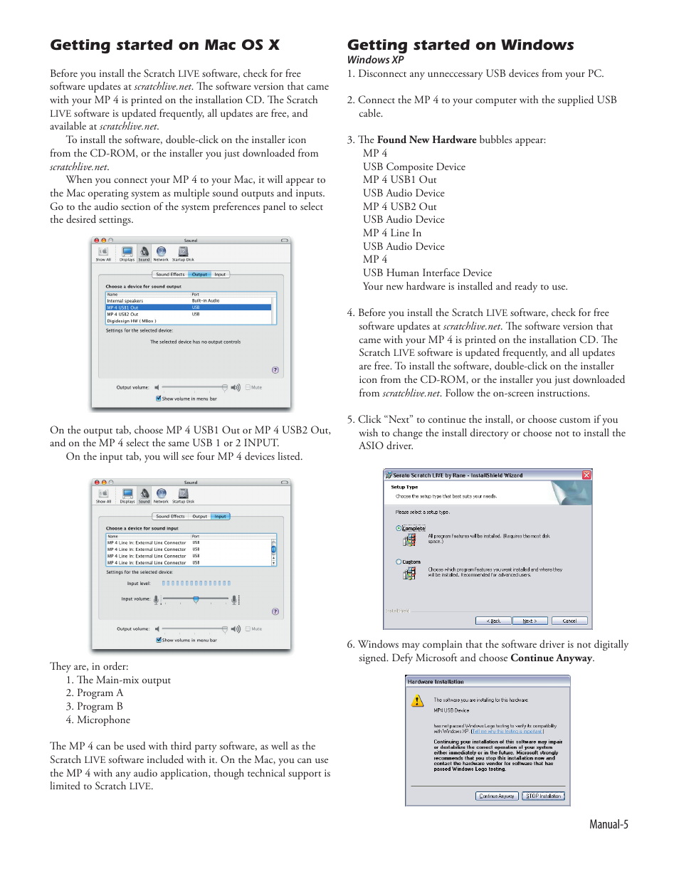 Getting started on mac os x, Getting started on windows | Rane Serato Scratch Live User Manual | Page 7 / 24