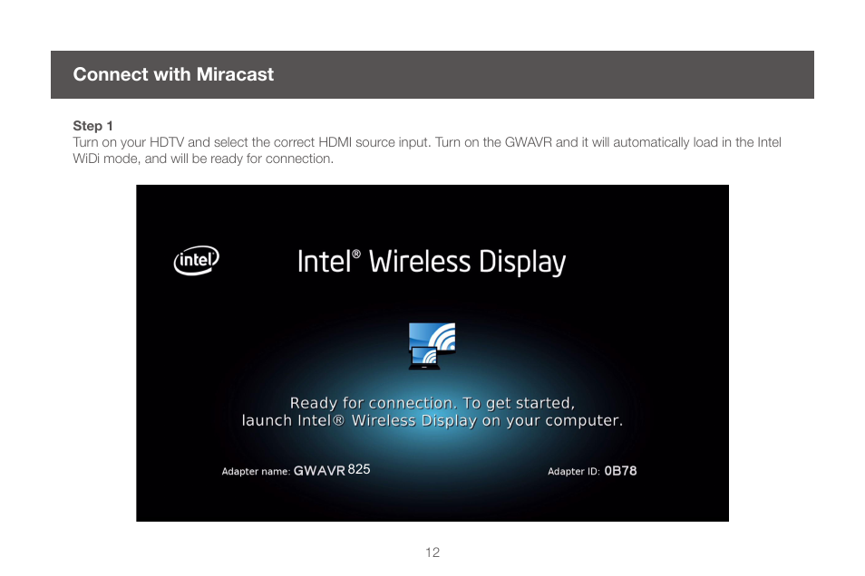 Connect with miracast | IOGear GWAVR Manual User Manual | Page 12 / 28